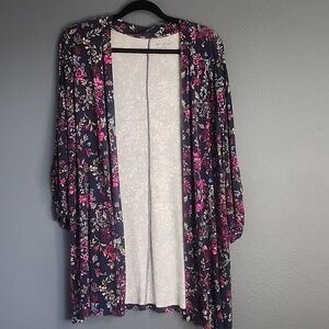 Lane Bryant Navy Floral Cardigan